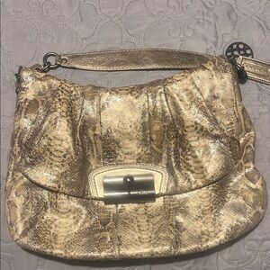Coach Gold Shoulder Bag with Textured Metallic Finish